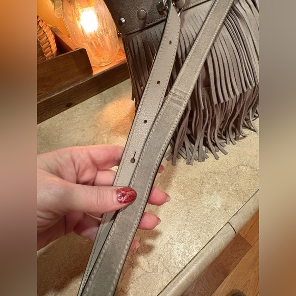 Michael Kors Gray Billy Fringe Crossbody Bag with Studded Detail - Picture 5 of 16